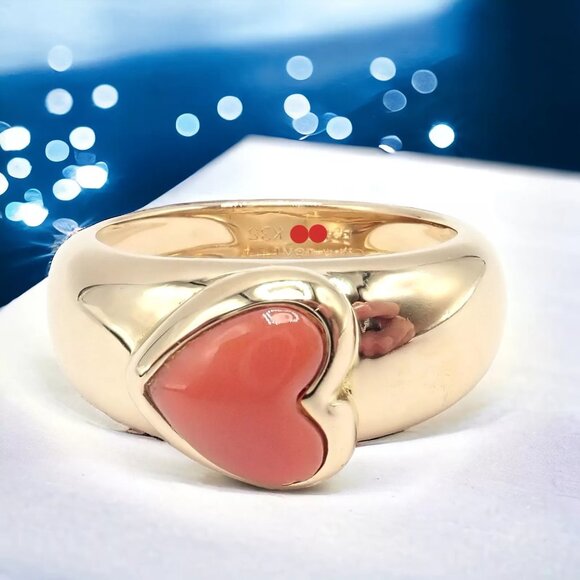 Rare! Authentic Van Cleef & Arpels 18k Yellow Gold Coral Heart Ring sz 4.5 - Picture 2 of 12